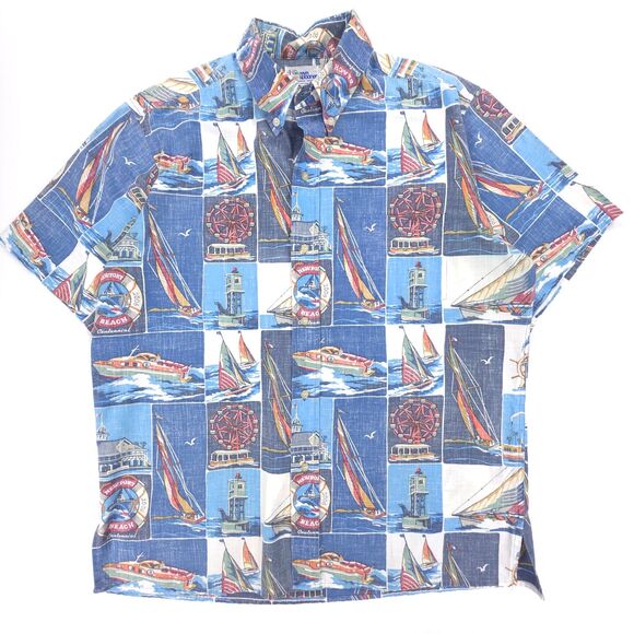 NEW Reyn Spooner Hawaiian Shirt 2006 Centennial Newport Beach Sailboat Y2k 90s - Picture 1 of 5